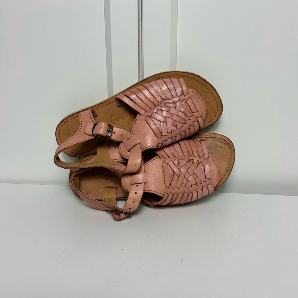 Agave Girl Huarache Pink beige leather Woven Sandals